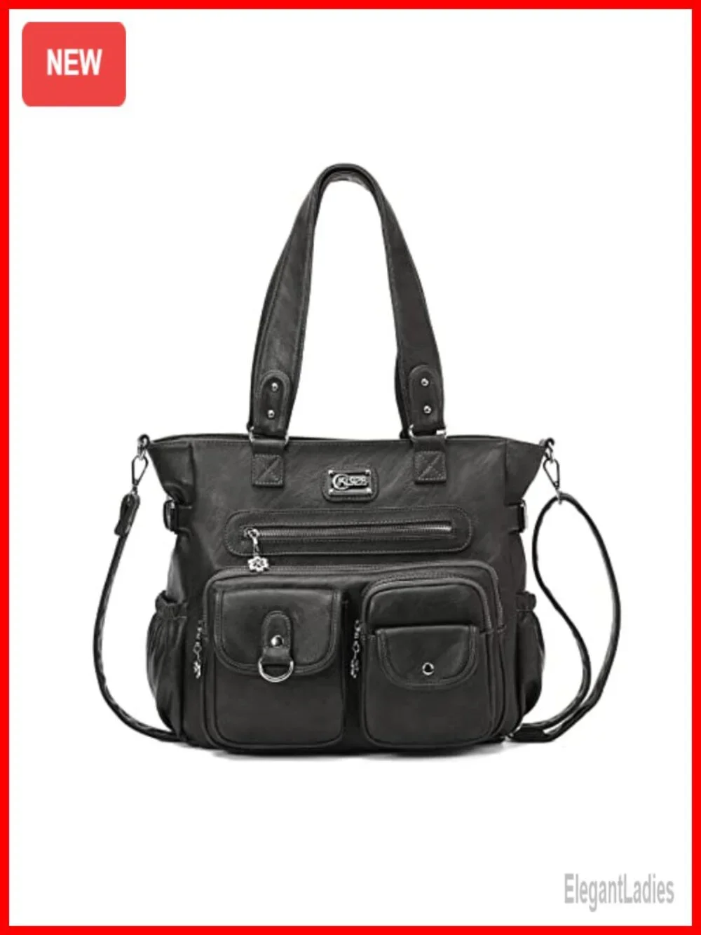 Extra Large Vegan Leather Hobo Shoulder Bag Tote with Detachable Strap